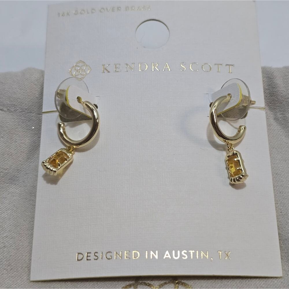Kendra Scott Huggie‎ Hoop Earrings Gold Plated New